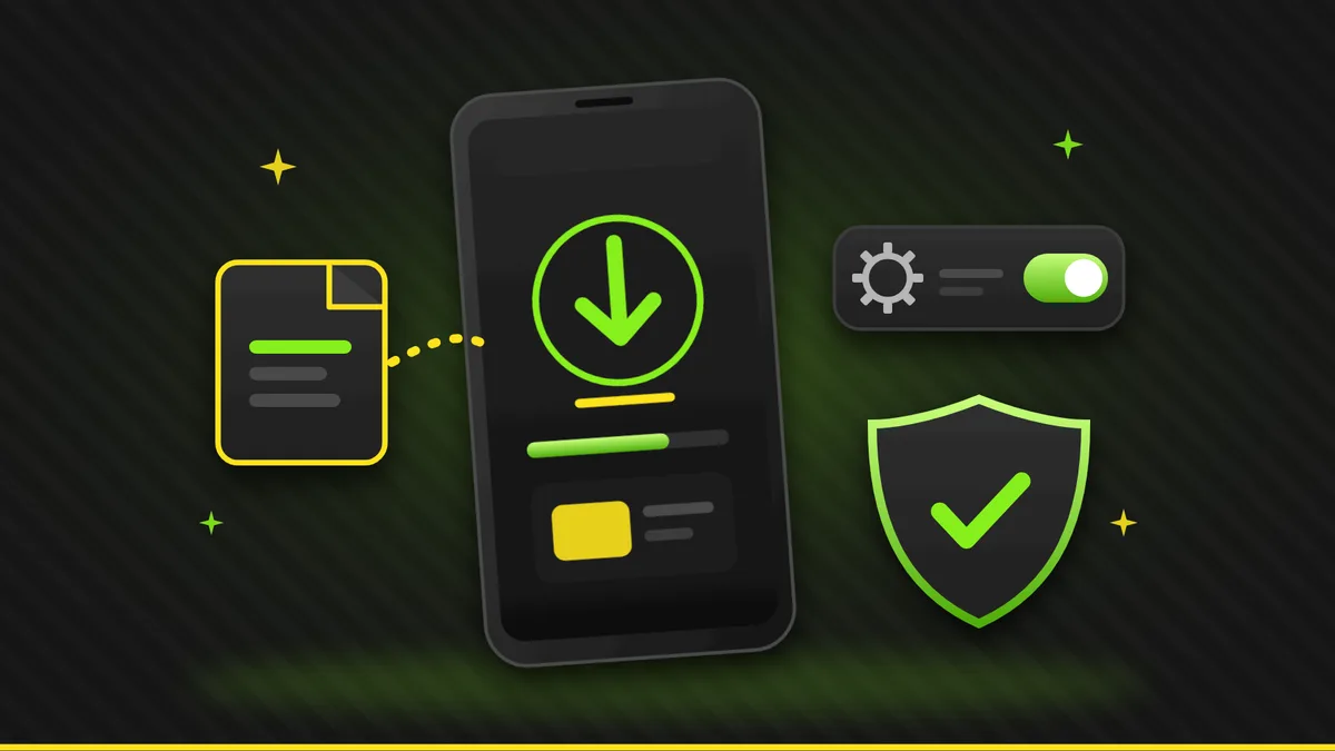 Ілюстрація: APK-файл завантажується на Android-смартфон, у налаштуваннях увімкнено встановлення з цього джерела
