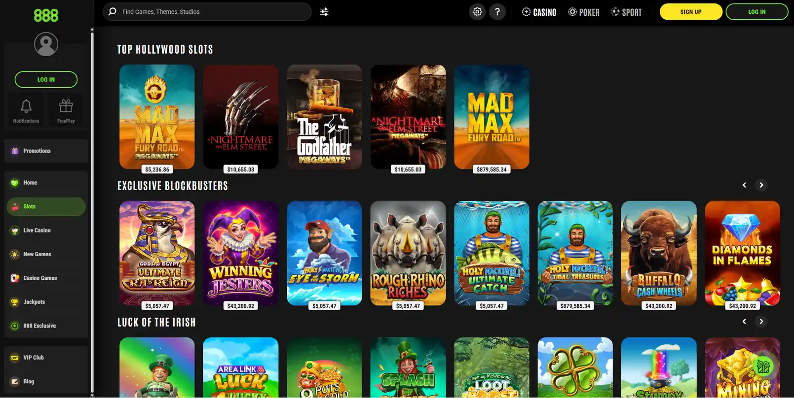 Розділ слотів 888 Casino: голлівудські автомати та ексклюзивні блокбастери