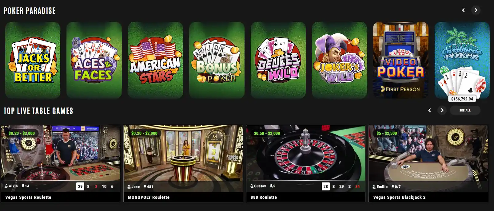 Настільні ігри 888 Casino: відеопокер і live-столи з рулеткою та блекджеком